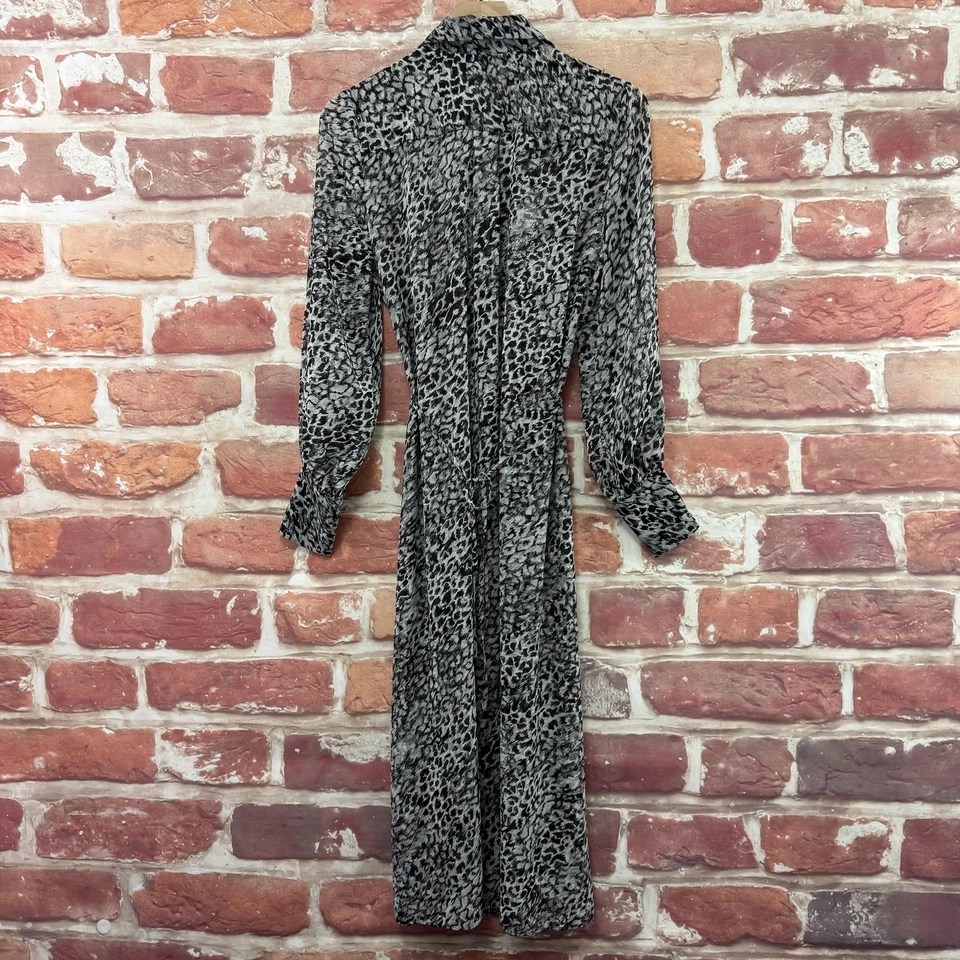 White House Black Market Dress Shell Womens 6 Animal Abstract Sheer Slit Sleeves - Image 2 of 4