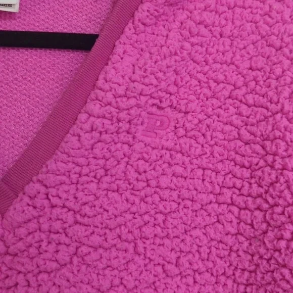 UNDERCOVER Victoria's Secret ROSA viola rosa pullover pile sherpa felpa con cappuccio taglia XS