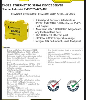 Brainboxes ES-522 Es-522. 2xRs232/422/485