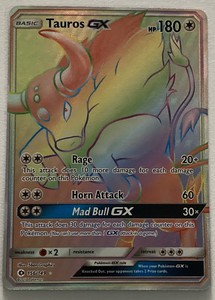 Pokemon - Tauros GX 156/149 - Sun & Moon - Rainbow Rare - Secret Rare