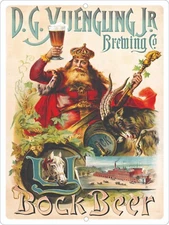 D G Yuengling Jr. Brewing Bock Beer Sign Metal 9x12 USA Free Shipping