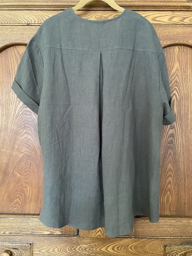 Ruti S / M Drifter oversize linen top olive green high low hi lo may fit M L XL - Picture 2 of 7