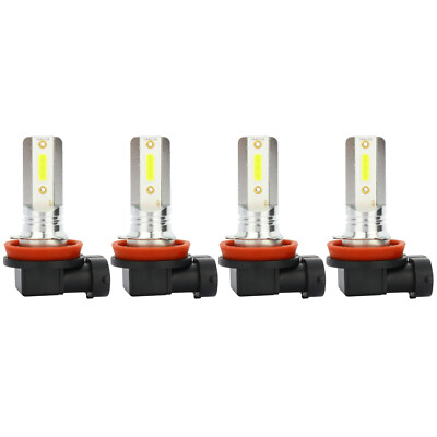 4pcs H11 LED Headlight Hit Kit High Low Beam 6000K Running Light DRL Bulbs White