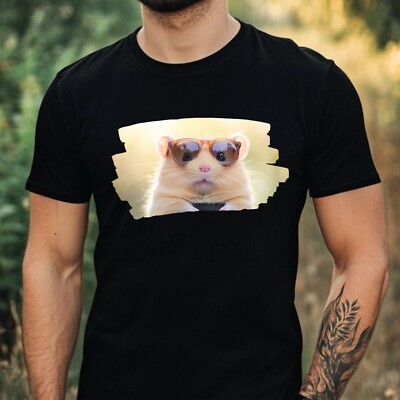 Mens Hamster Sunglasses Cotton T-Shirt Size XS to 5XL