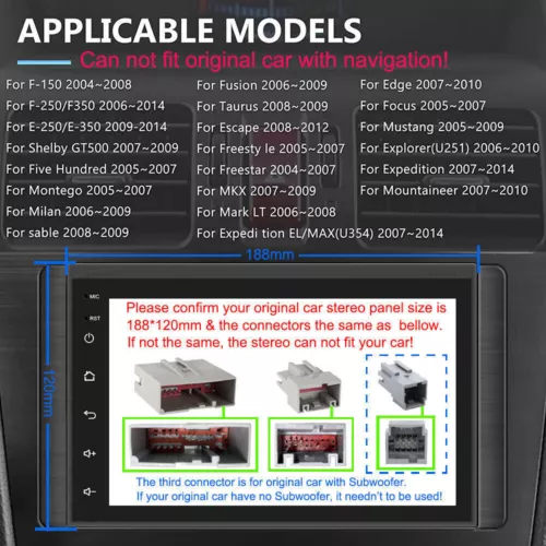 For 2004-2008 Ford F-150 Wifi CarPlay Android Auto Car Radio GPS Stereo +Camera - Picture 3 of 20