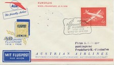 ÖSTERREICH 1958 Kab.-Jubiläums-Sonderflug 40 Jahre AUA Flugpost WIEN - FRANKFURT