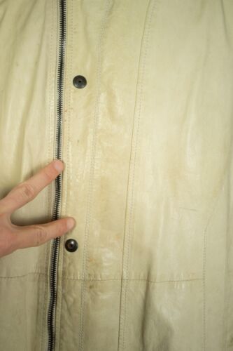 -Chaqueta Hombre Giorgio Armani Cuero Motociclista Beige Talla 60 - Imagen 4 de 14