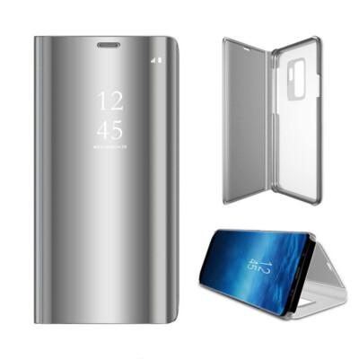 HUAWEI P40 LITE E - Case Tasche Hülle Buch Cover Handy Etui CLEAR VIEW Silber