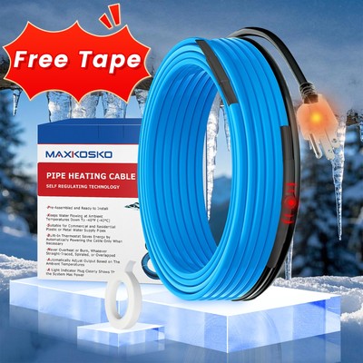 6ft Easy-Install Heat Tape with Thermostat for Ice-Free Water Pipes All Winter