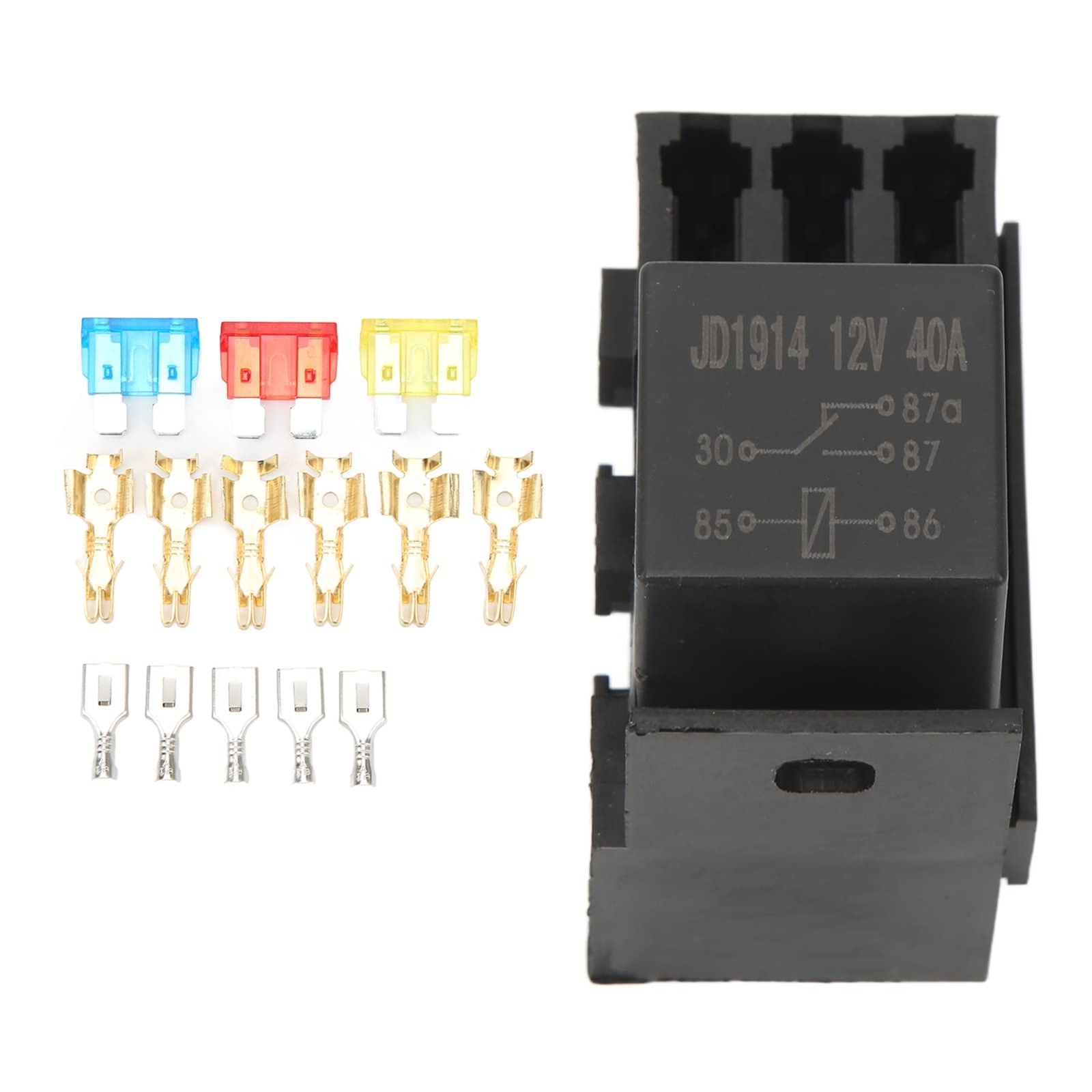 12V Auto Fuse Block with Relay 5-Pin Relay Box Block Kit Universal Fit