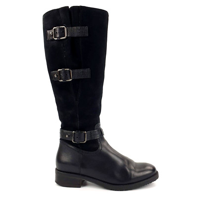 Clarks Kniestiefel schwarz Wildleder Leder Absatz UK Größe 4