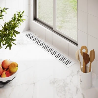 MS BESCHLÄGE Lüftungsgitter Heizungsabdeckung Weiß RAL9016 Stegblech 80mm breit Türlüftung