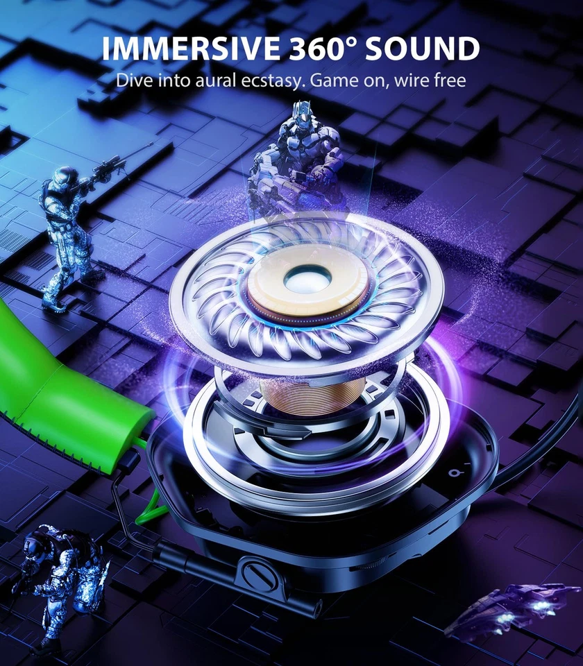 Wireless Gaming Headset Bluetooth Gaming Headset mit Mikrofon für PS5 PS4 PC ... - Bild 3 von 4
