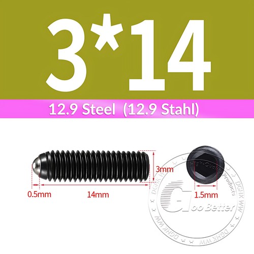 Ball / Spring Plunger Point Grub Screw M3 M4 M5 M6 M8 M10 M12 Set Slotted Screws - Picture 19 of 86