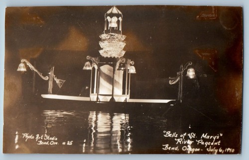 c1940's Bells Of St. Mary's River Pageant Bend Oregon OR RPPC Photo Postcard