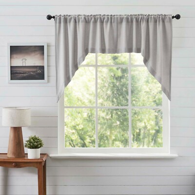 Vhc Soft Burlap Dove Grey Cotton Country Farmhouse Cottage Unlined Window Swags 810055893935 Vhc Soft Burlap Dove Grey Cotton, Grey Burlap Kitchen Curtains