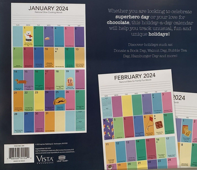 2024 Holiday-A-Day Big Block Wall Calendar Easy to Read 12" x 22" Fun  Topics | eBay