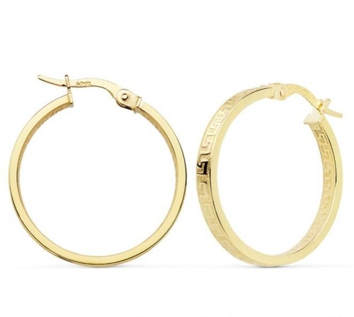 Boucles D'oreilles Anneaux En Or 18k (750) - Or Jaune, 15x1.3mm, NEUVES Avec étiquettes