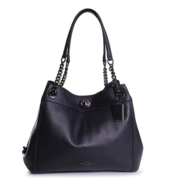 coach edie turnlock navy