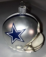 Nfl Cowboys Glass Blown Owc Football Helmet Ornament
