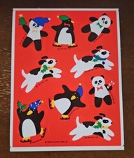 Vintage 1980's Hallmark Christmas stickers, teddy bear, penguin, dog stickers