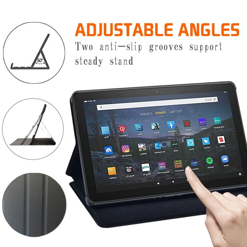 PU Leather Stand Tablet Folio Cover Case For Amazon Fire 7/HD 8/HD 10/10 plus - Picture 3 of 14