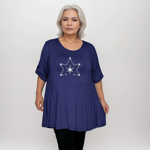 Top columpio doble estrella talla grande manga botones - Imagen 51 de 70
