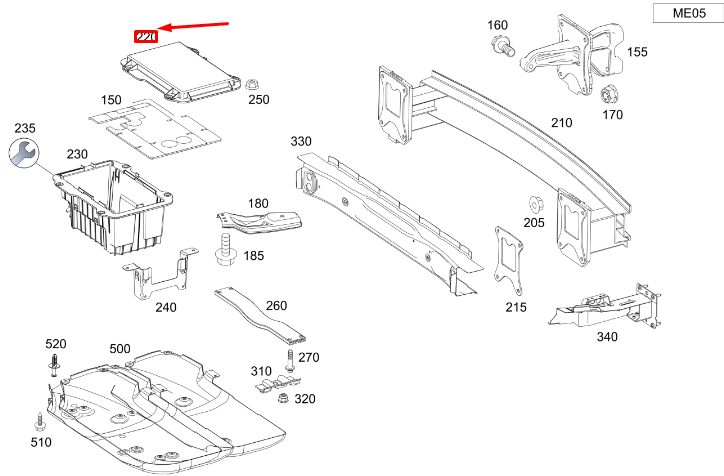 Renfort de plancher arrière droit MERCEDES-BENZ GLE W167 A1676191600