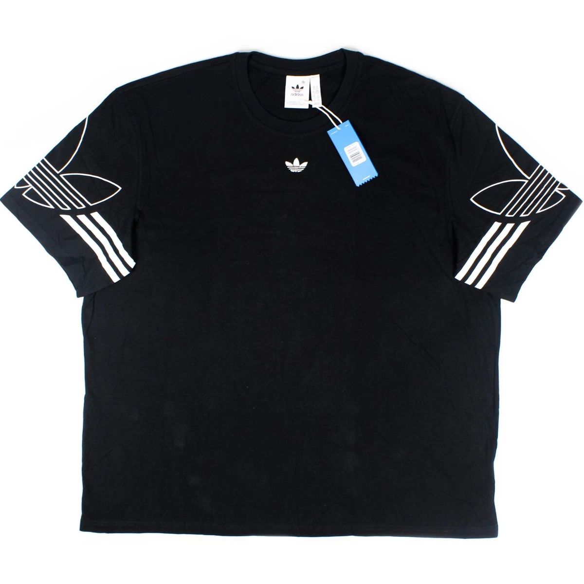 Men&#039;s adidas Originals Outline Trefoil Logo Short T-Shirt DU8145 Black |