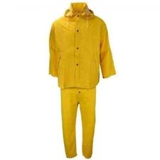 3 Piece Rain Suit 6XL Yellow Rain Jacket with Detachable Hood and Overalls