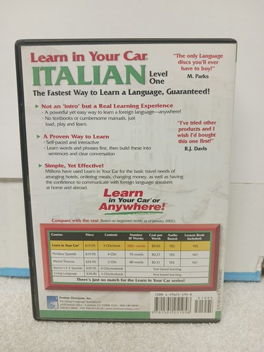 Learn in Your Car ITALIAN Level One Audio CD Reference Booklet Included on 3 CDs - 第 2/9 張圖片