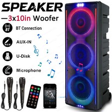 Triple10in Woofer Bluetooth Speaker Deep Bass Sound Party System w/ Mic Remote