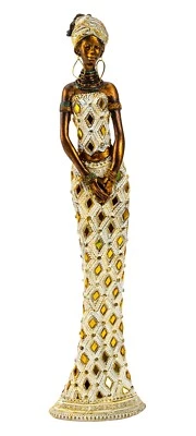 Moderne Skulptur Dekofigur Frau Afrikanerin gold/braun Höhe 33 cm - Bild 1 von 4