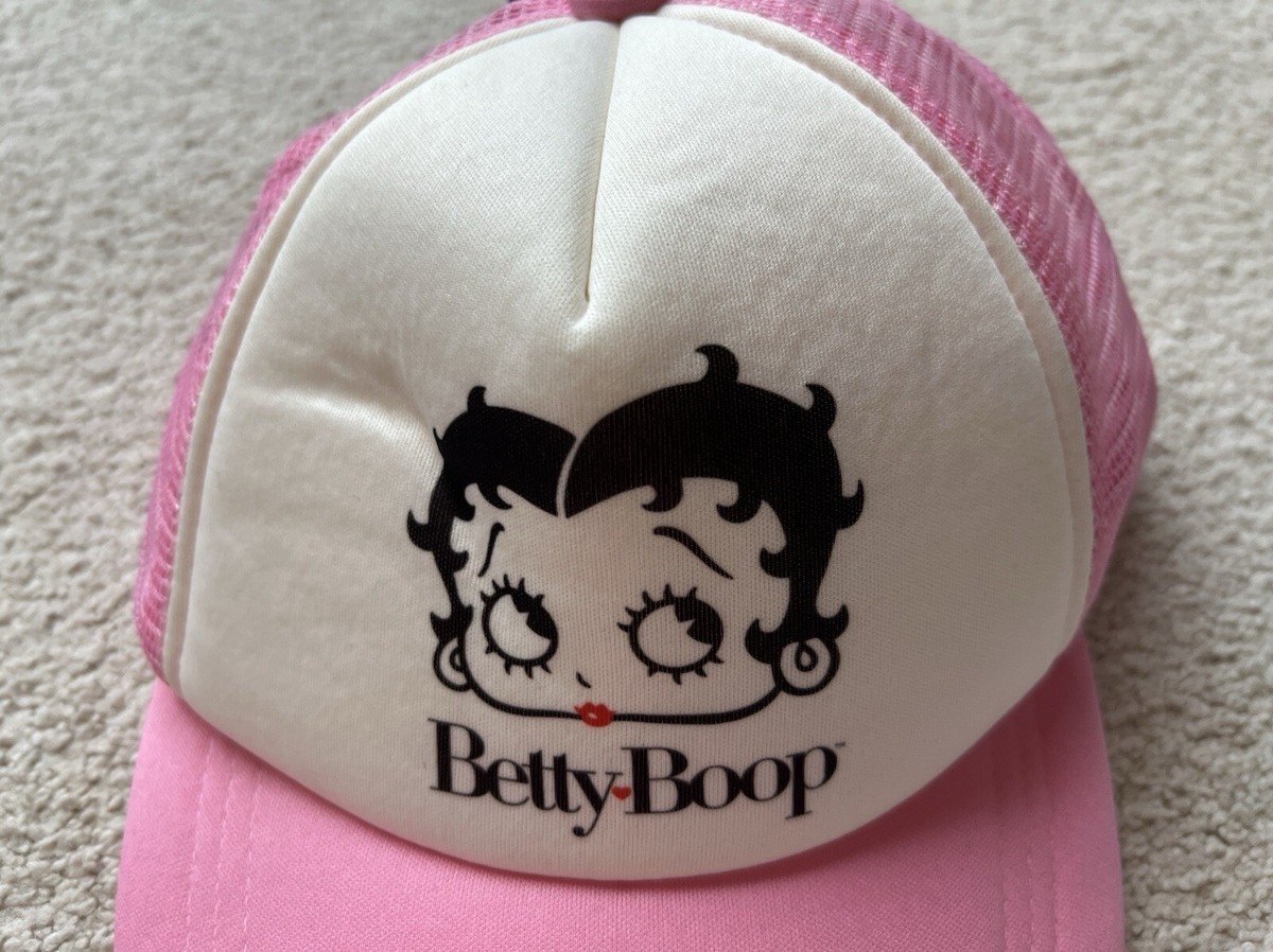 Betty Boop Womens Pink White Hat Mesh Foam Baseball Cap Logo