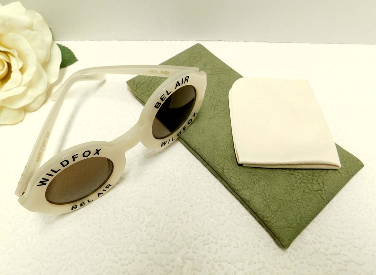 WILDFOX BEL AIR PEARL WHITE ROUND SUNGLASS WITH SOLID BROWN TINTED