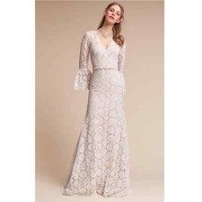 Anthropologie x BHLDN Theia Harbor Lace Wedding Gown Ivory $1200 Sz 12