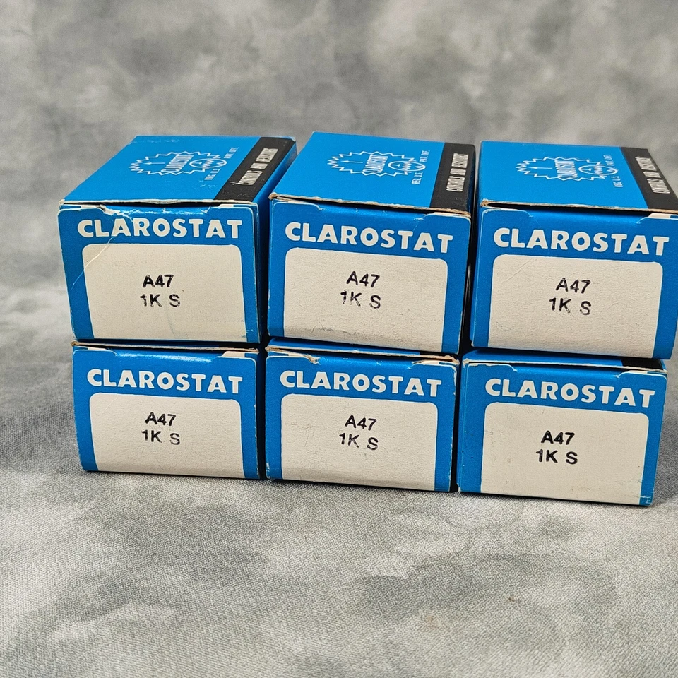 Rare Vtg Clarostat A47 1K S Potentiometer Lot (6) NOS USA-Made 🎛️ Original Box - Image 2 of 4