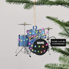Personalized Drum Ornament, Drum Set Christmas Ornament, Drummer Xmas Ornament