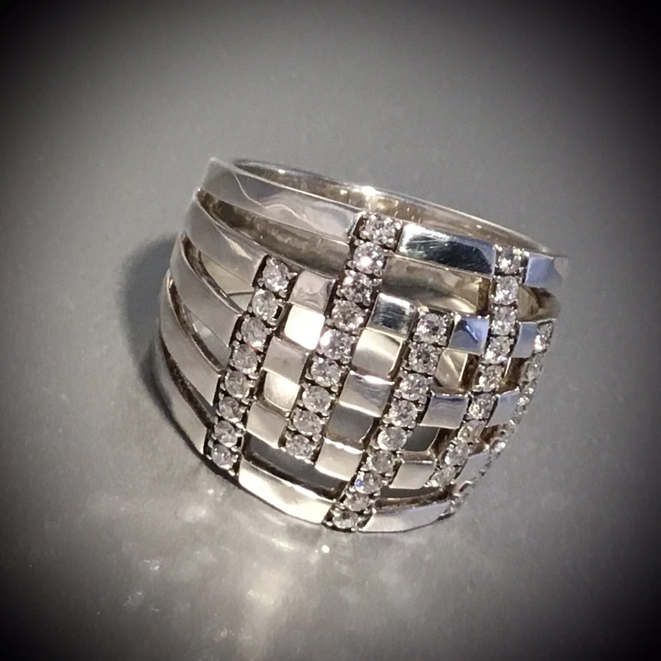 NUEVO ANILLO CALADO IPPOLITA PLATA ESTERLINA GLAMAZON PAVÉ DIAMANTES - Lote de 8,5 Foto 3 de 4