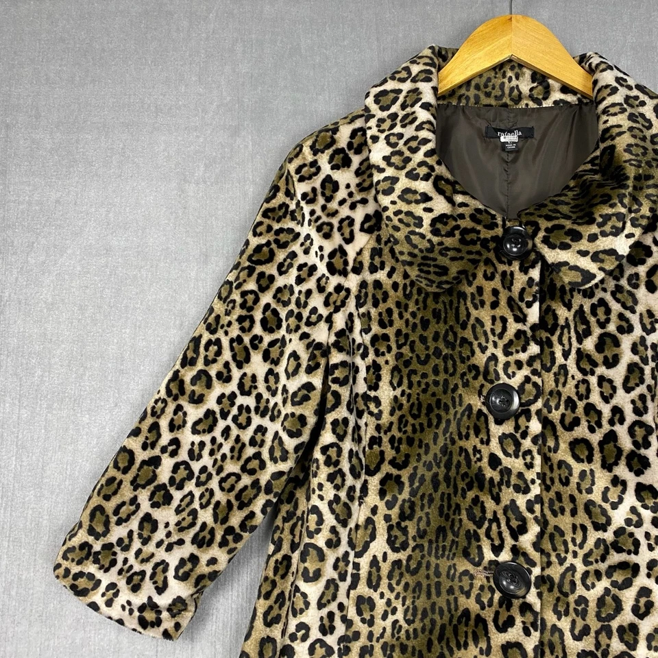 Abrigo Rafaella Mujer Grande Peluche Estampado Leopardo Recortado Cuello Peter Pan Piel Sintética Foto 4 de 4