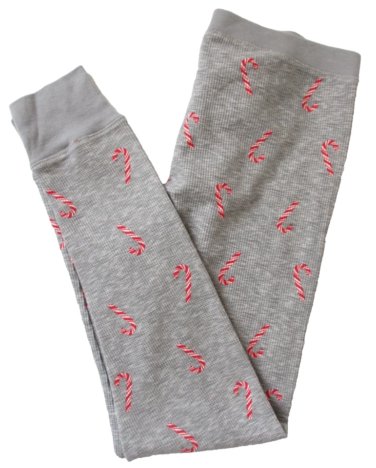 Old Navy Thermal Pajama Sleep Pants Women's L Gray Candy Cane Lounge Christmas - Image 3 of 4