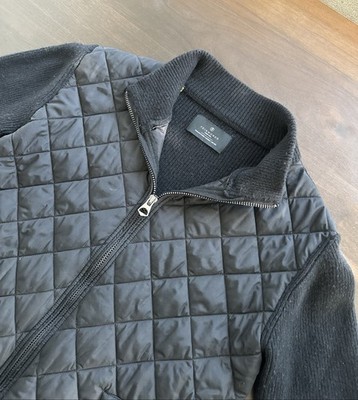 7 Diamonds Gatti Quilted Panel Wool Blend Knit Jacket Black/gray Mens Size M