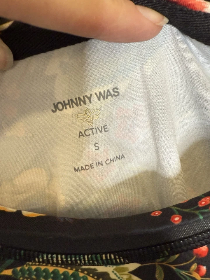 NUEVO JOHNNY WAS ACTIVE Ardell Cuello Simulado TOP Talla Pequeña Agujeros para el Pulgar Boho Floral Foto 2 de 4