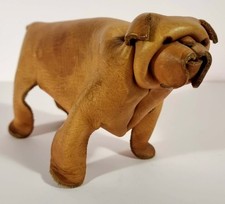 Mid Century Modern Stylised Leather Bulldog Attributed To Deru German 1960s