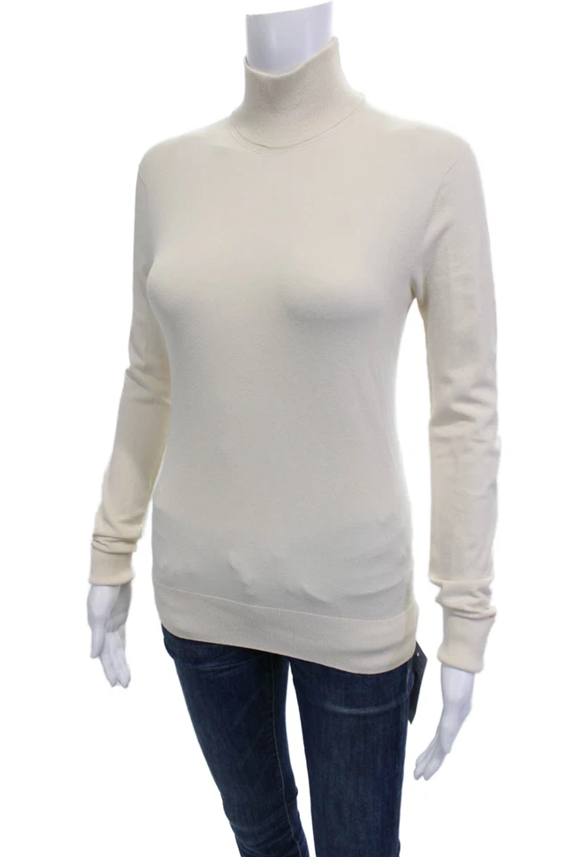 Bottega Veneta, Women Pullover Sweater Turtleneck Long Sleeve Beige Size S - Image 2 of 4