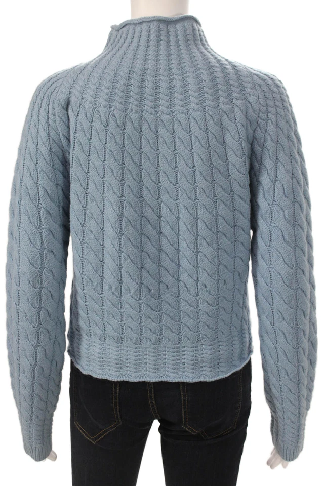 Theory Women Light Blue Wool Cashmere Mock Neck Pullover Sweater Size S - Image 3 of 4