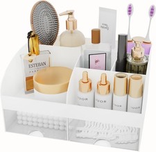 Makeup Organizer with Drawers Cosmetic Storage for Dresser Vanity Bathroom Grey