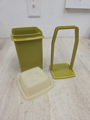 Vintage Tupperware  Avocado Green Pickle Olive Keeper Container Canister NICE .
