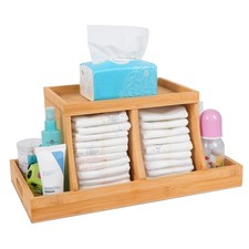 Bamboo Diaper Organizer, Wooden Diaper Caddy, Changing Table Organizer Storag...