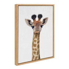 Kate and Laurel Sylvie Baby Giraffe Color Illustration Framed Canvas Wall Art...